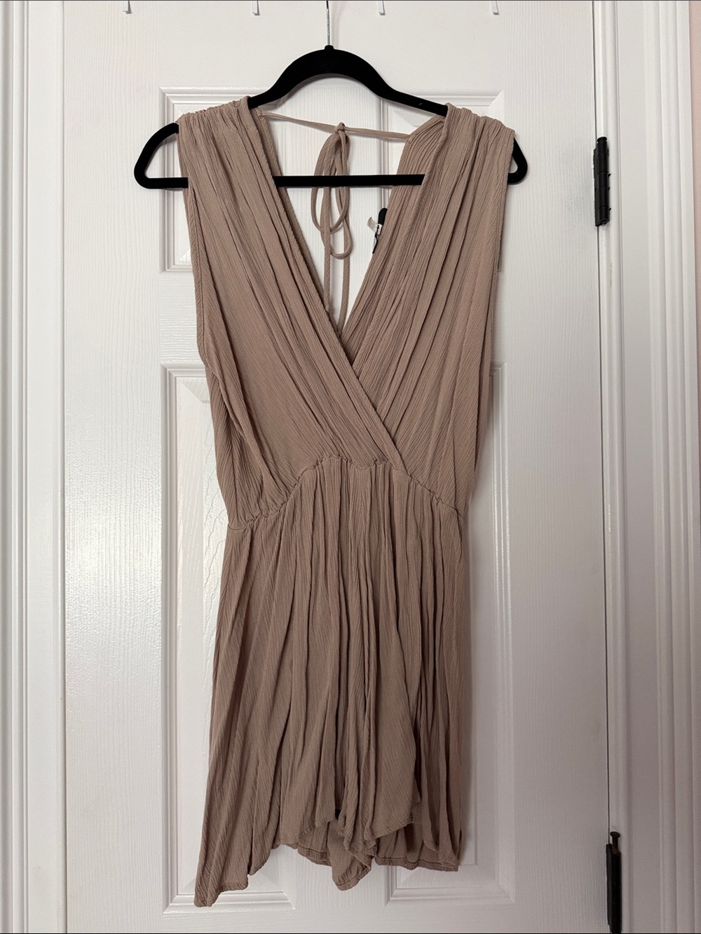 Final Touch Taupe Criss-Cross Romper